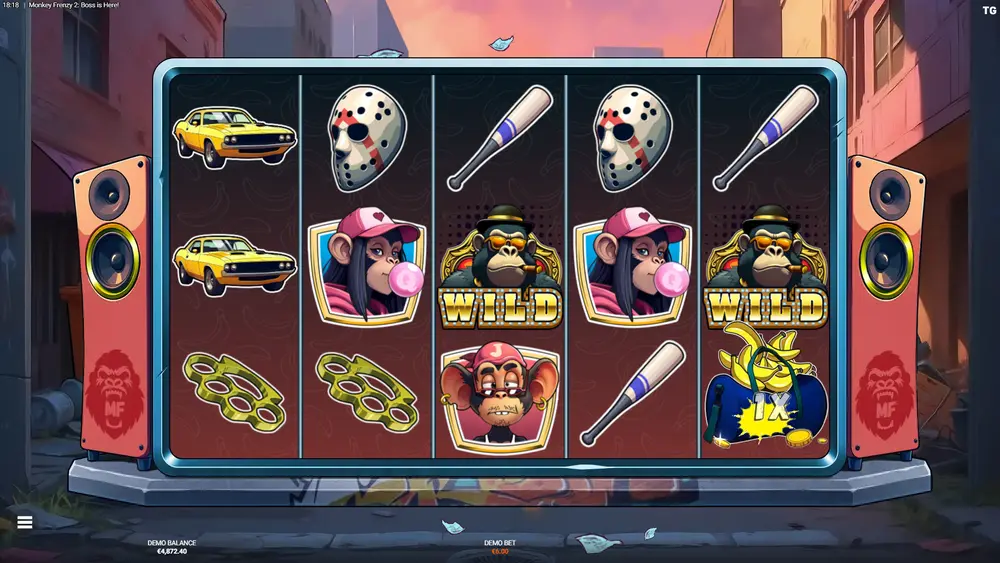 Gang's Stash symbol on reel 5 with Wild count multiplier displayed on screen